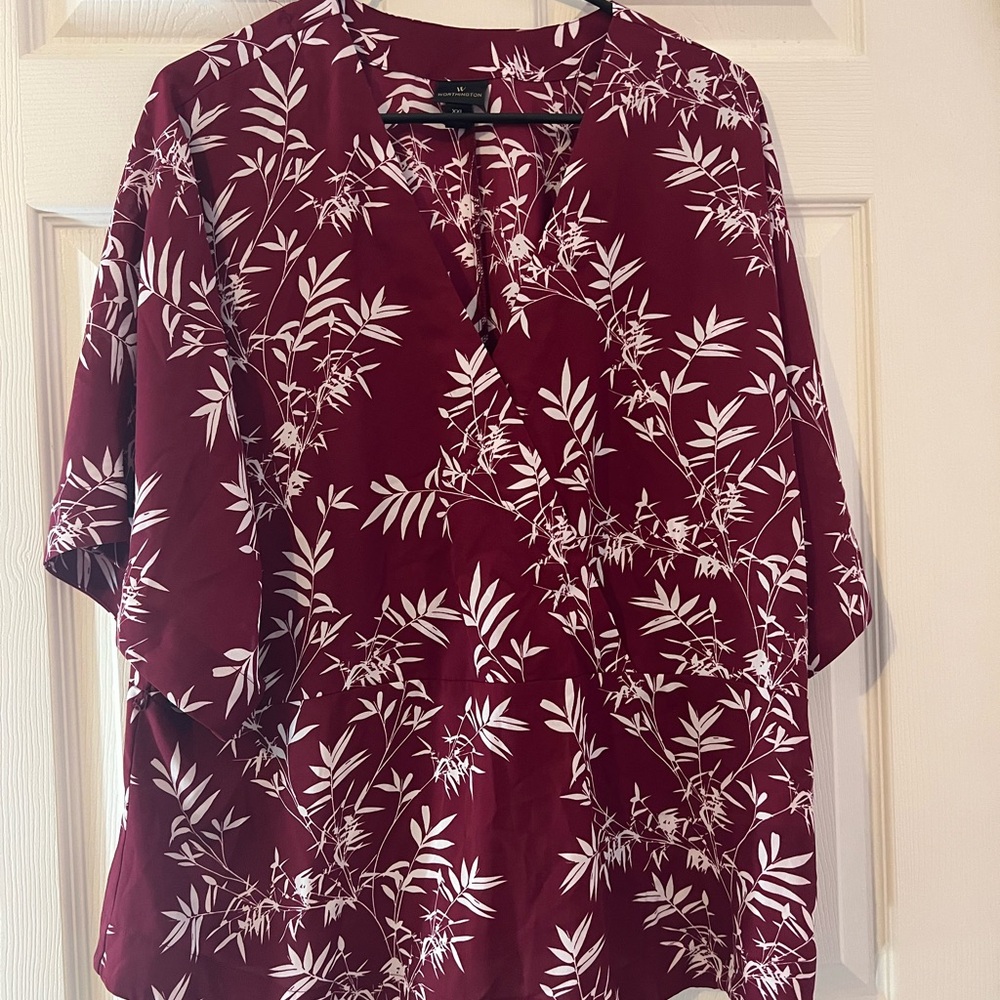 Worthington Burgundy Floral Blouse Size XXL